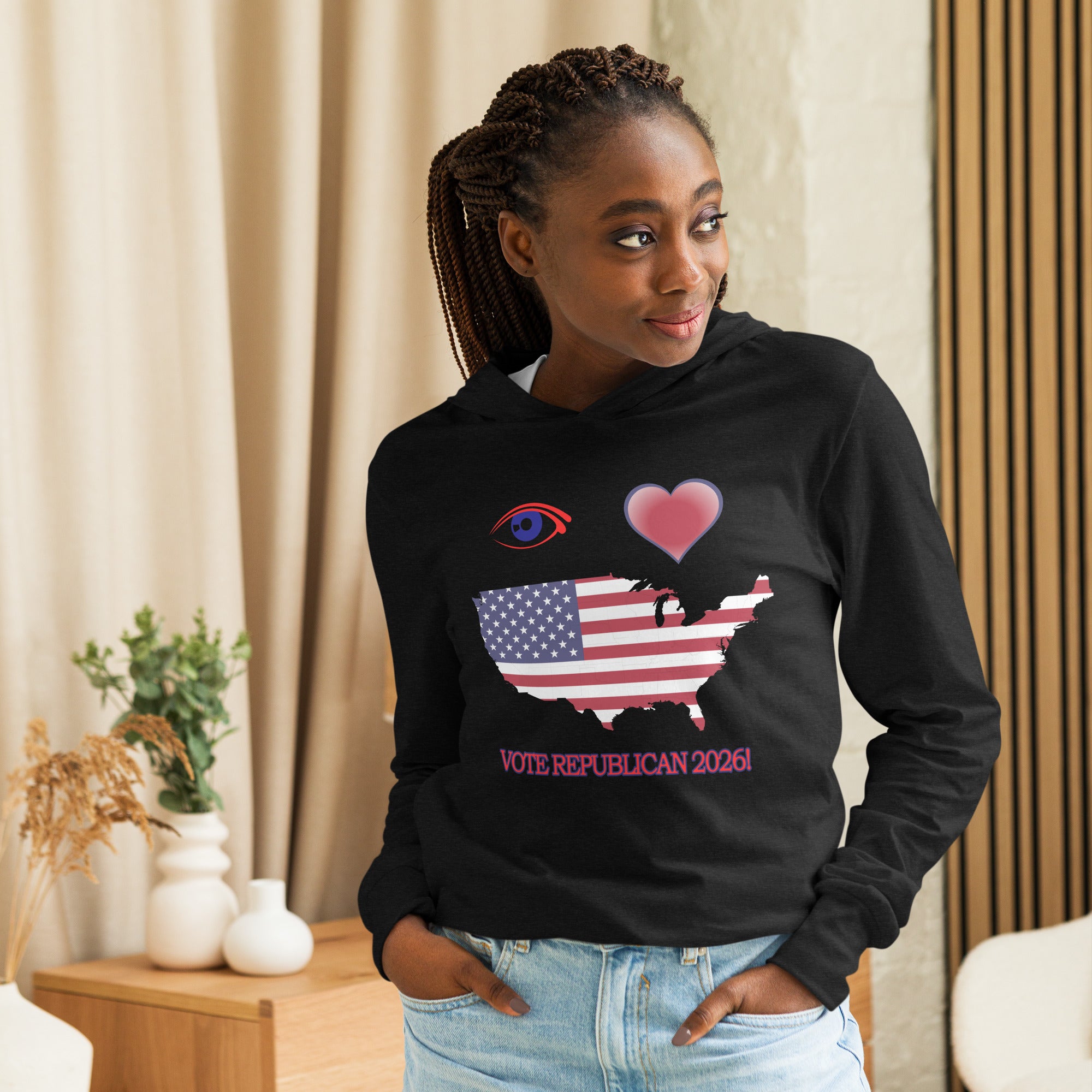 Hooded Long Sleeve I Love America Tee