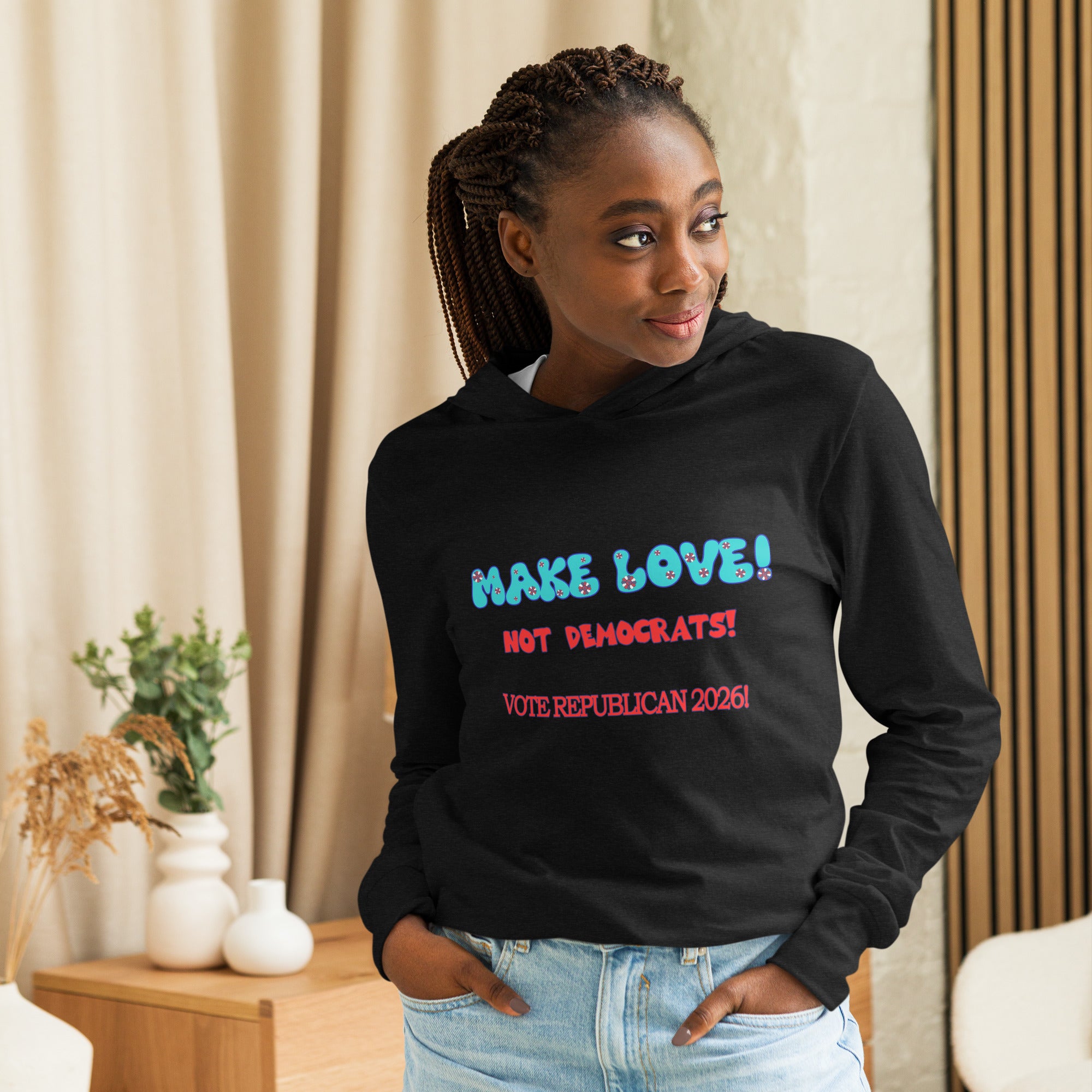 Hooded Long Sleeve Make Love Tee