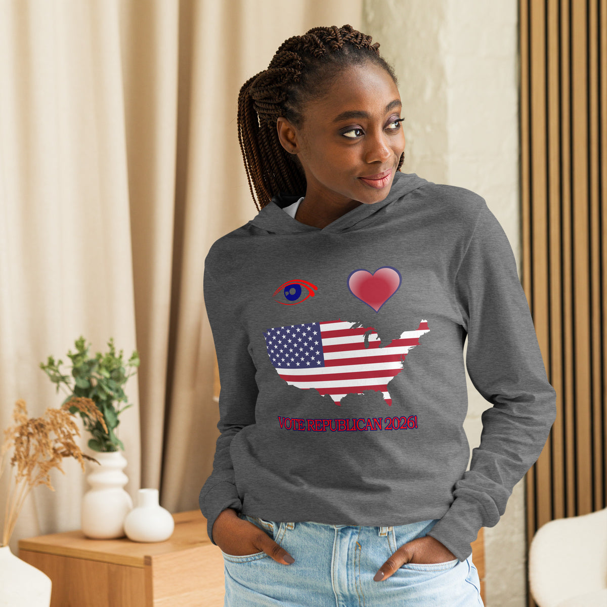 Hooded Long Sleeve I Love America Tee