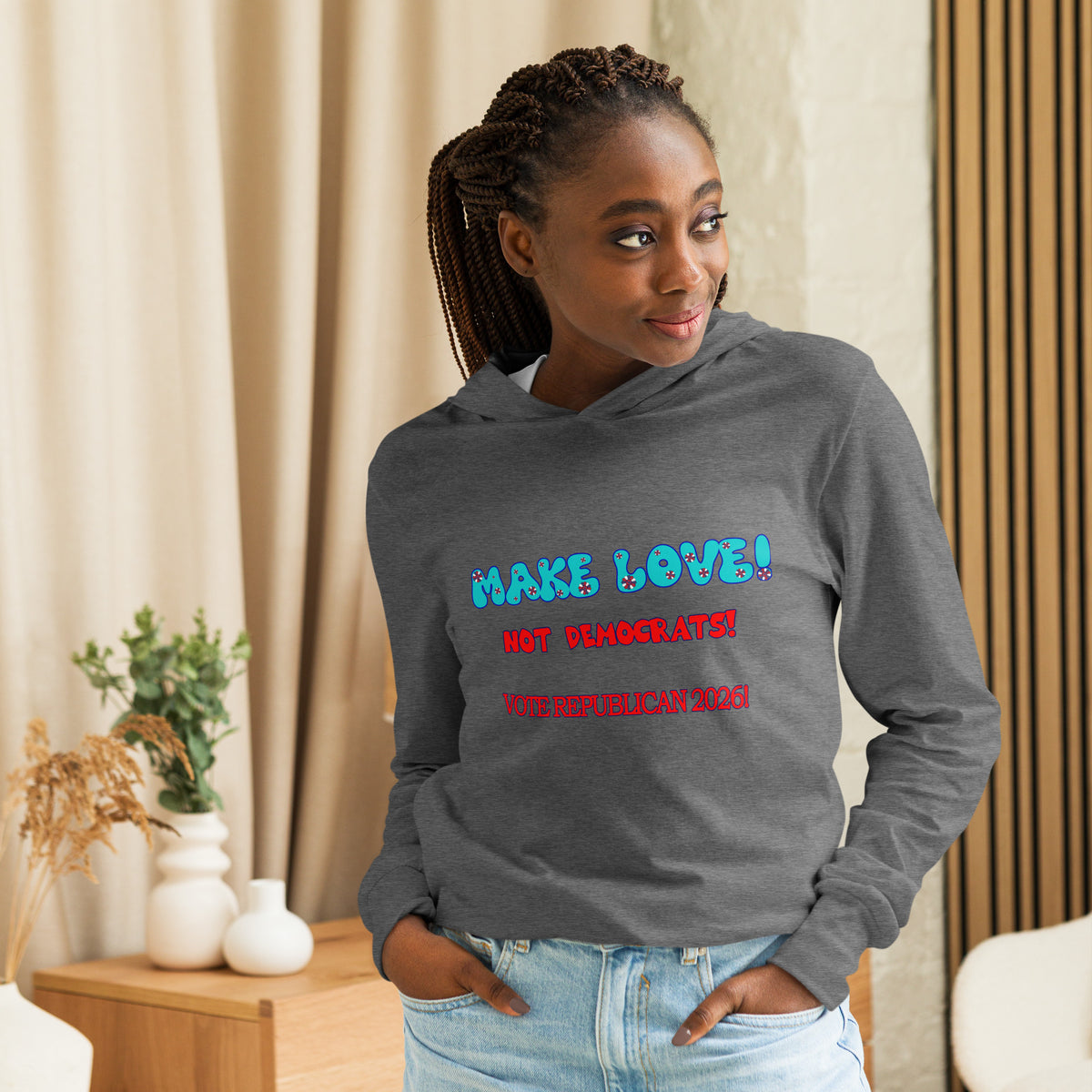 Hooded Long Sleeve Make Love Tee