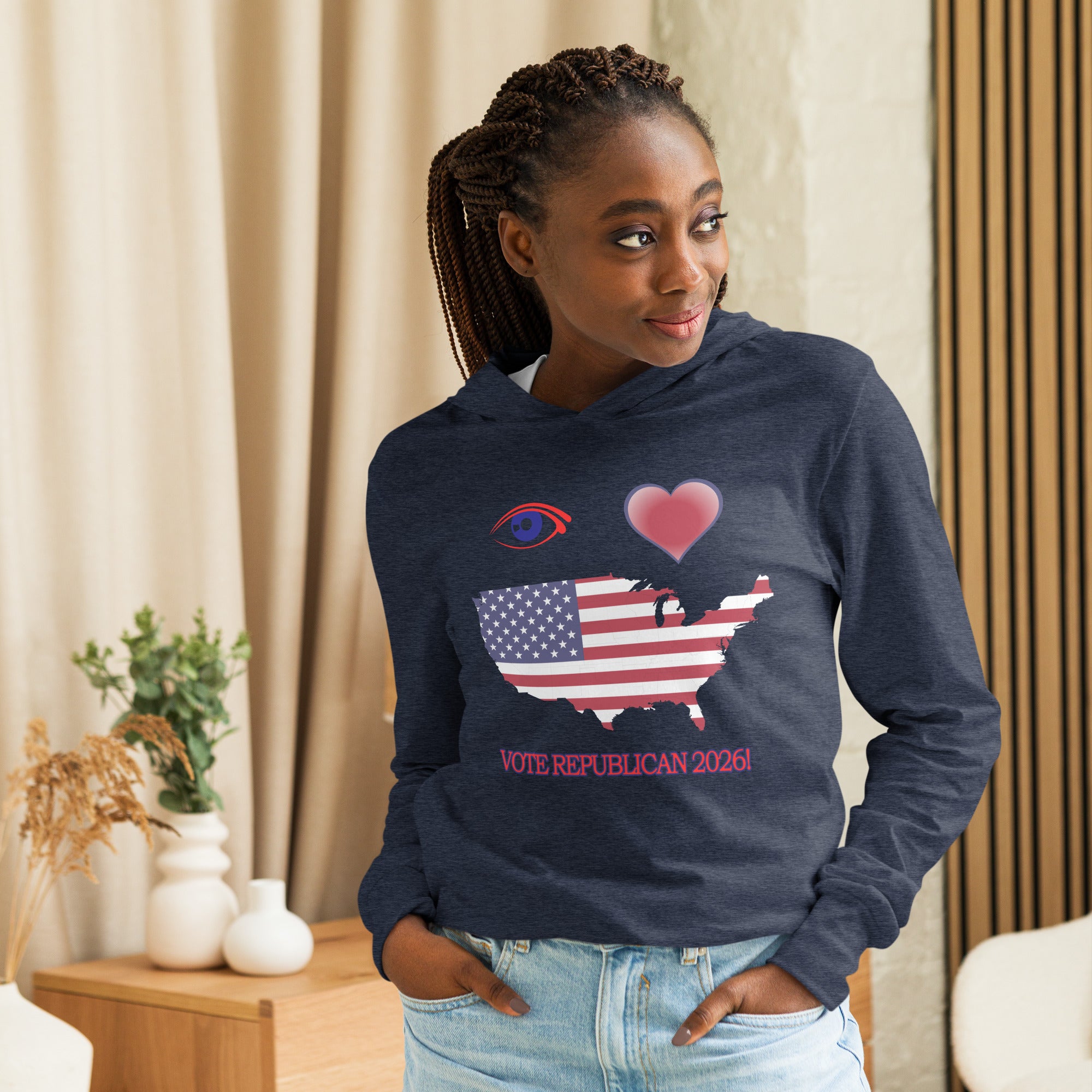 Hooded Long Sleeve I Love America Tee