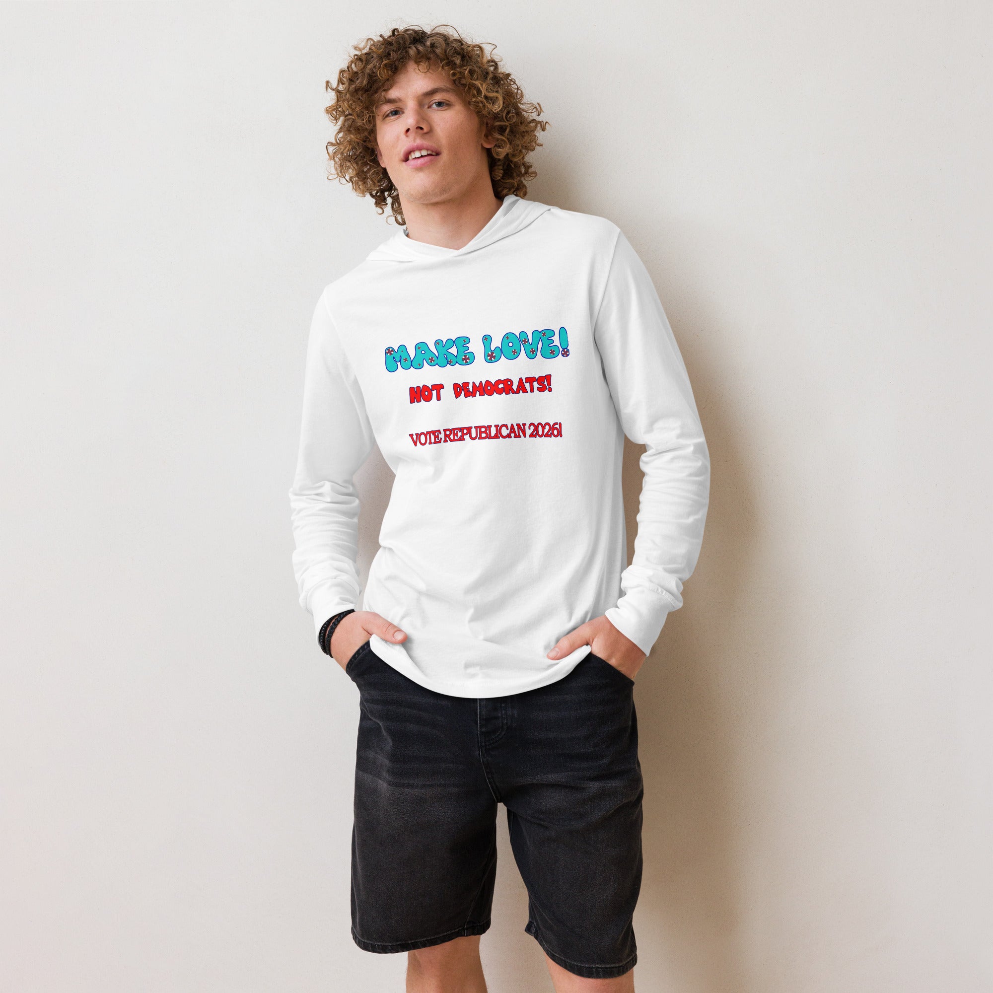 Hooded Long Sleeve Make Love Tee